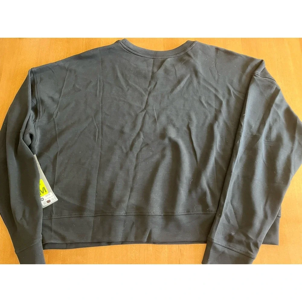 Mono B Womens Pullover Sweatshirt Sz L Large Black Cropped Long Sleeve Shirt NWT